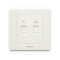 Philips Switches 單位RJ11电话及RJ45數據插座， 5e類數據插座，Keystone面板備防塵活門 (白色) ORIRJ11RJ45SK-hong-kong