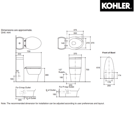 KOHLER K-45382X-SP-0 OVE 連體式自由咀座廁(貼牆廁)-hong-kong