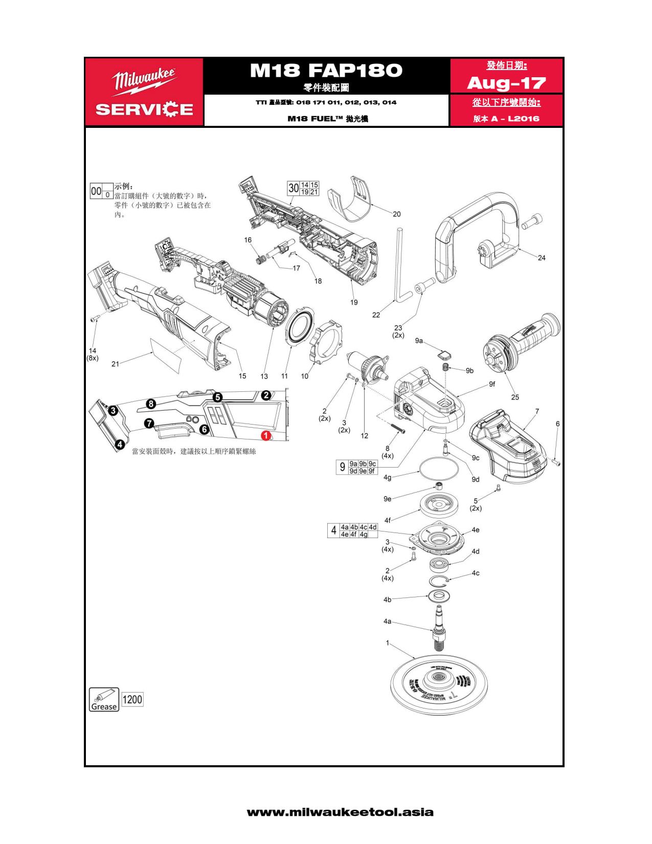 Milwaukee M18 FAP180-0X0