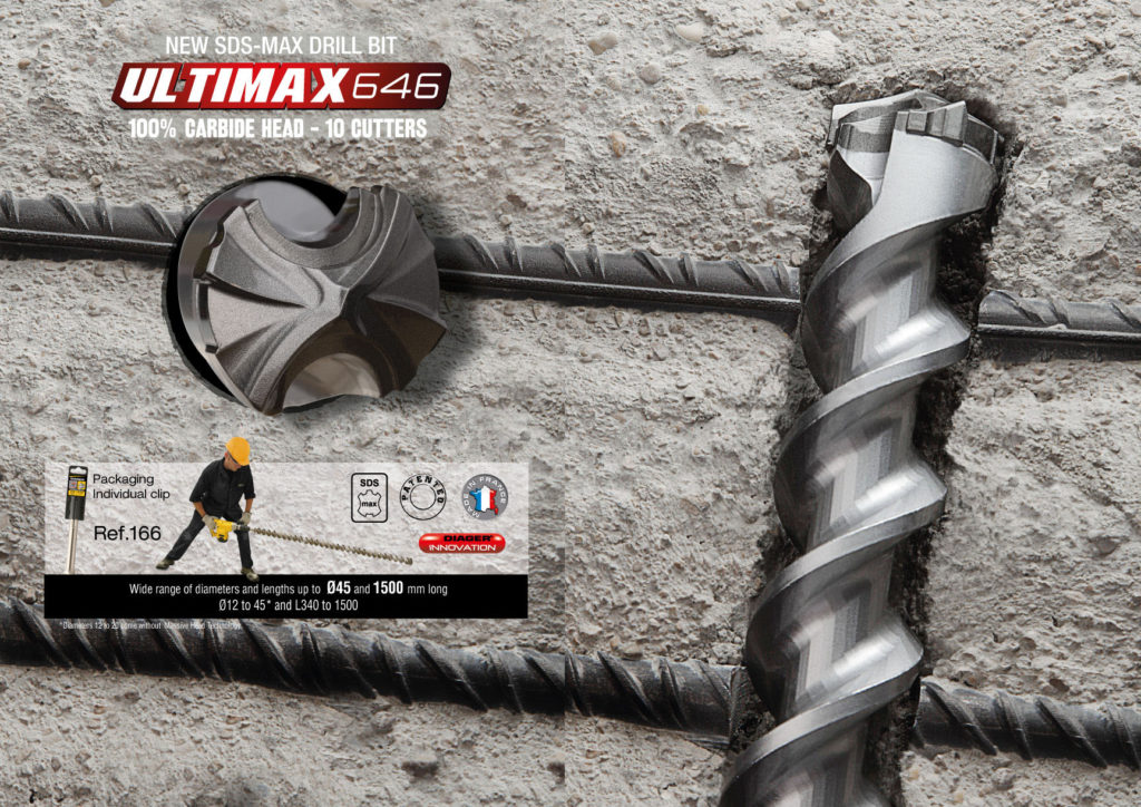 法國 DIAGER 帝爵 Ultimax 十字五坑(SDS-MAX)油壓鑽咀 (各種直徑)