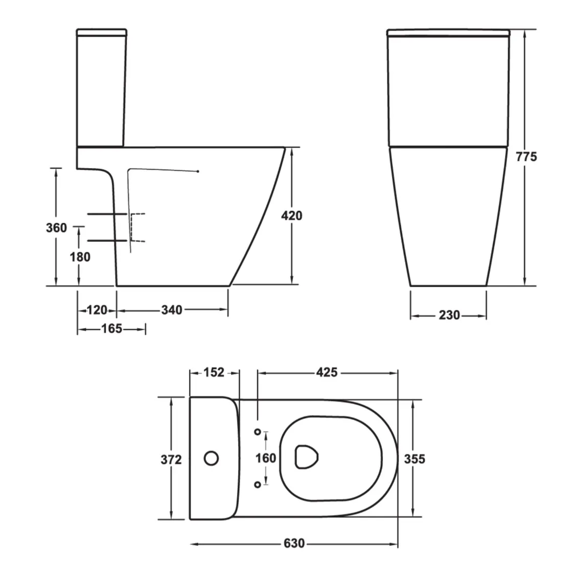 Roca Atis-V Rimless® Vortex 自由咀分體座廁配配歐樂油壓板套裝 341759+342759+801A22 白色