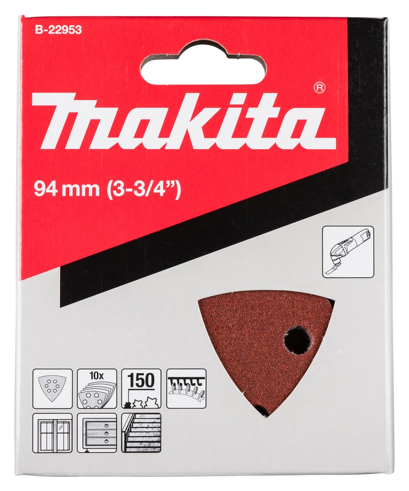 Makita B-22953 三角砂紙150(10片裝,包裝正面)