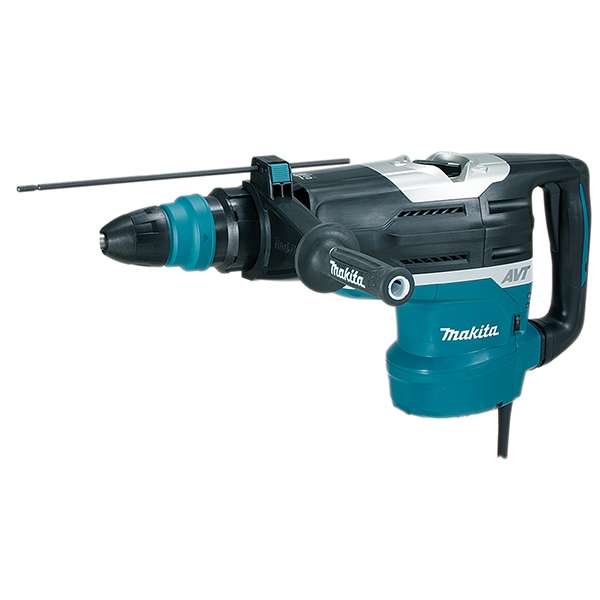 Makita 牧田 HR5212C(110V) 五坑 SDS-MAX 電錘側面全機圖,已裝上側柄及深度規