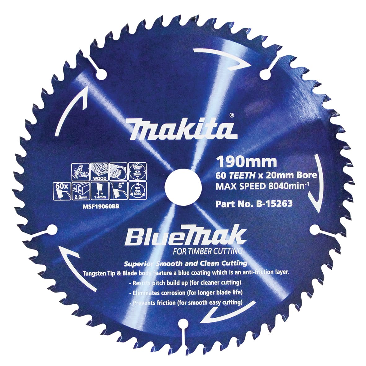 Makita 牧田 B-15263 硬質合金鋸片190X20X60T