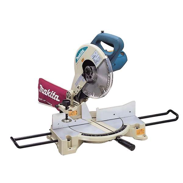 Makita 牧田 LS1040N(110V) 255mm 斜斷鋸整機正面圖,配硬質合金鋸片及集塵袋
