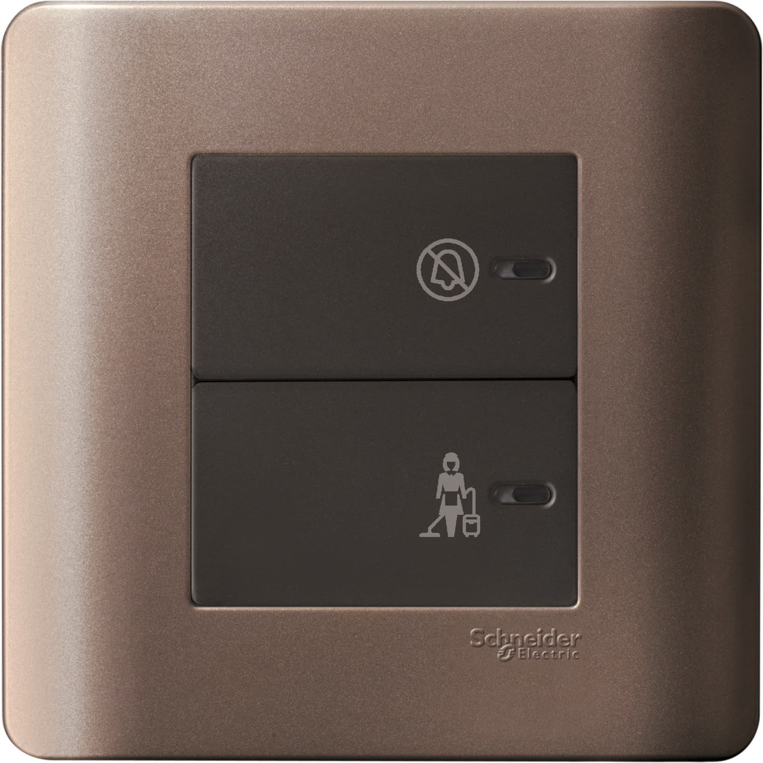 Schneider 施耐德電氣 ZENcelo 睿雅 平觸開關掣連「請勿打擾」及「請即清理」發光顯示圖像 E8432DMS_SZ(銀銅)香港行貨