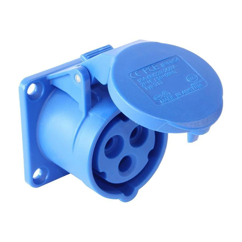 CEE 113-6 掛牆插座 16A 3針 220V(正面)