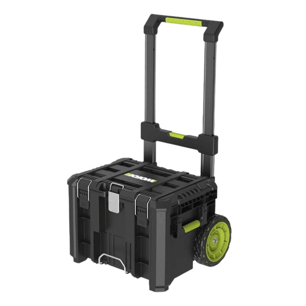 WORX 威克士 WA4235 60L 手拉層疊工具箱(大號),伸縮拉桿完全拉起,配 235mm 越野大車輪