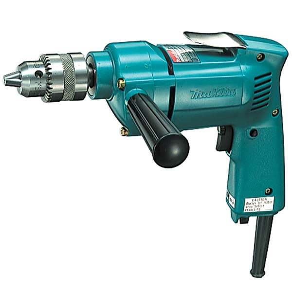 Makita 牧田 DP4700 13mm 有線電鑽側面全機圖,配夾頭匙夾頭及側柄