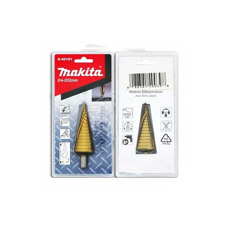 Makita D-40191 HSS-TIN階梯鑽4-32mm(包裝正面)