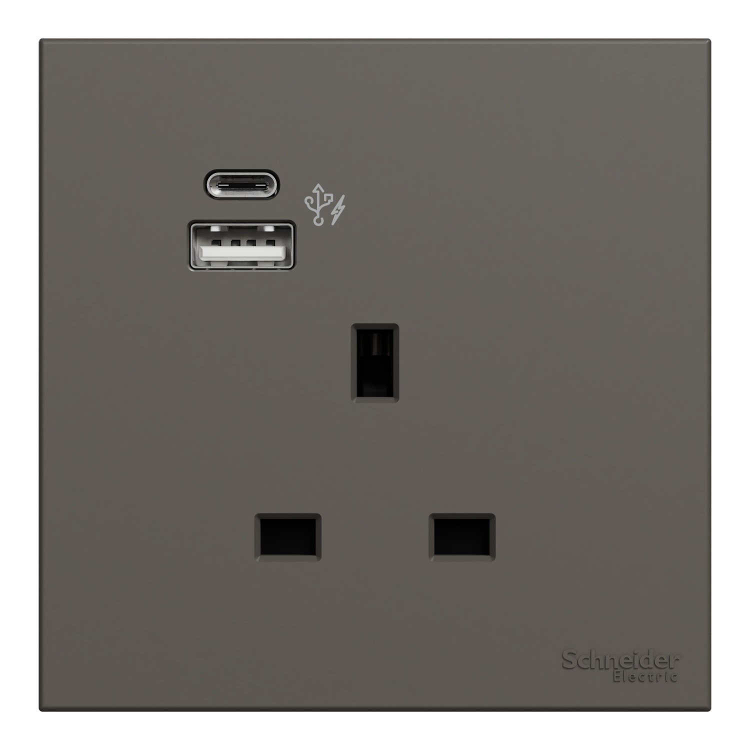 Schneider 施耐德 AvatarOn C 奐然 13A 單位連保護門插座連兩位USB充電插座 Type A+C(石墨灰)