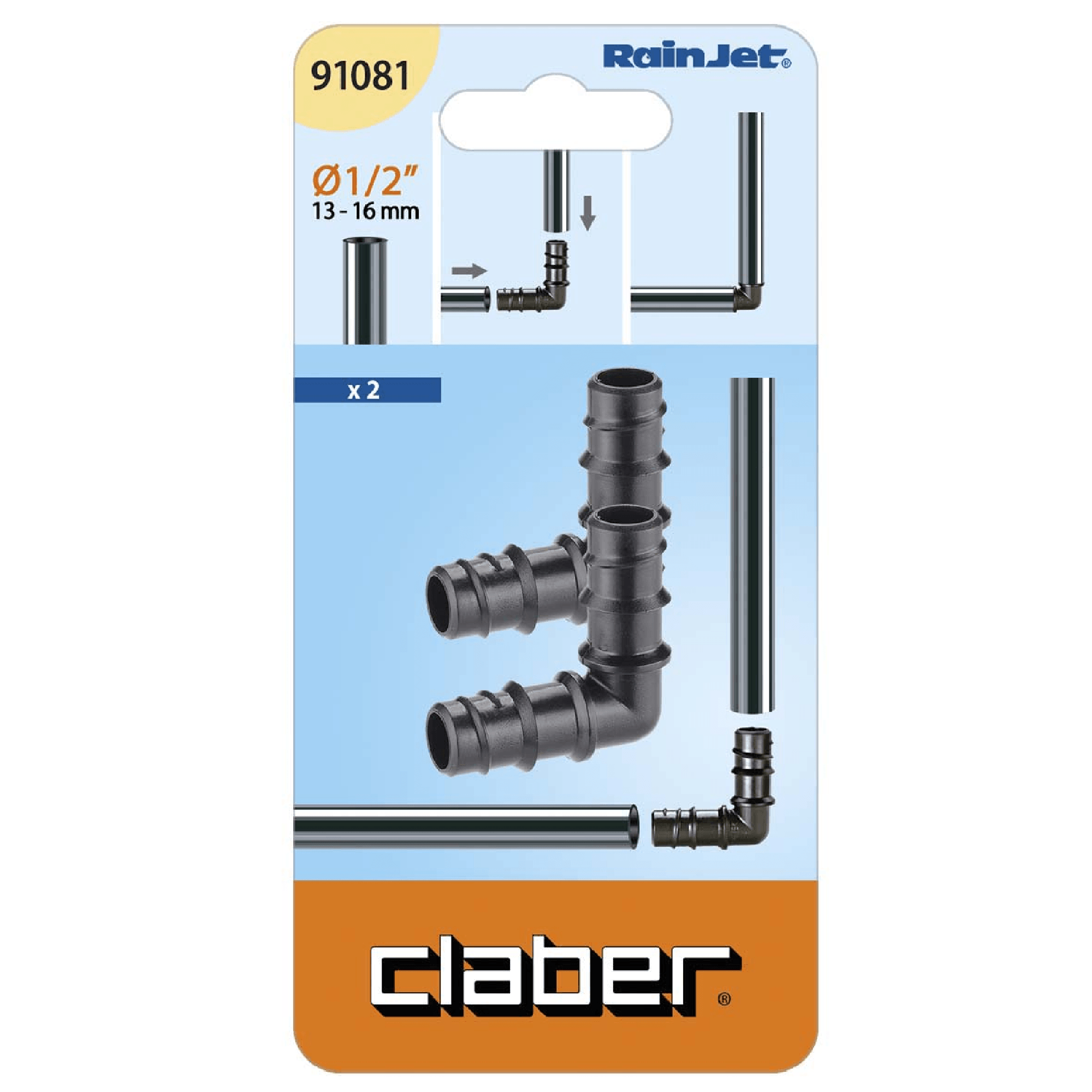 CLABER 花園寶 91081 1/2" L型接頭(產品包裝)