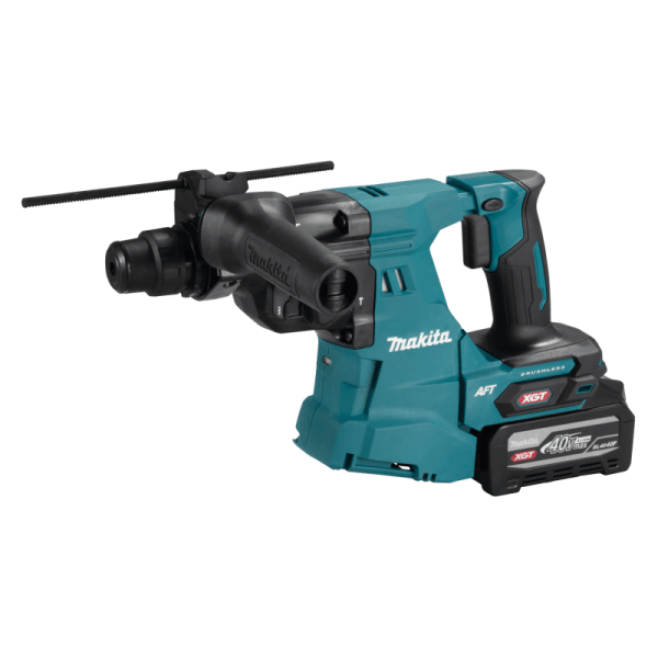 Makita 牧田 HR011GZ 40Vmax XGT 充電式電錘主體側面圖,配備 SDS-PLUS 卡頭及側柄