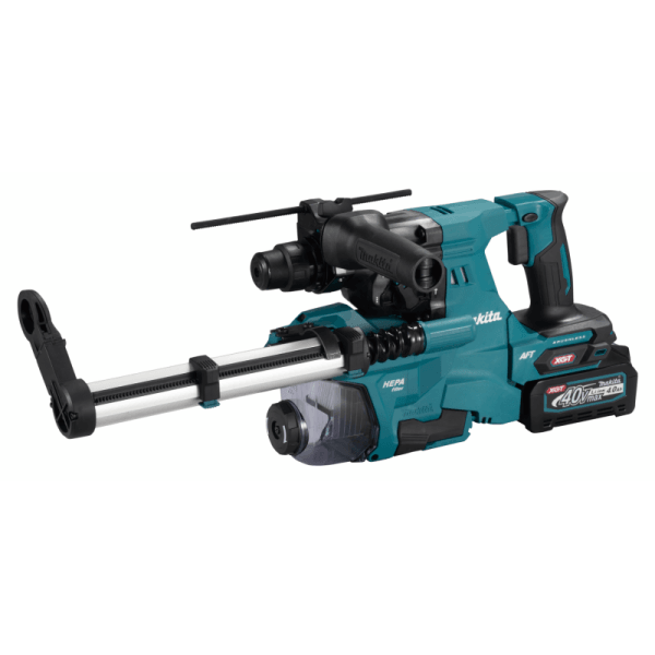 Makita 牧田 HR011GZ 電錘裝上 DX17 集塵系統的側面圖(集塵器需另行購買)