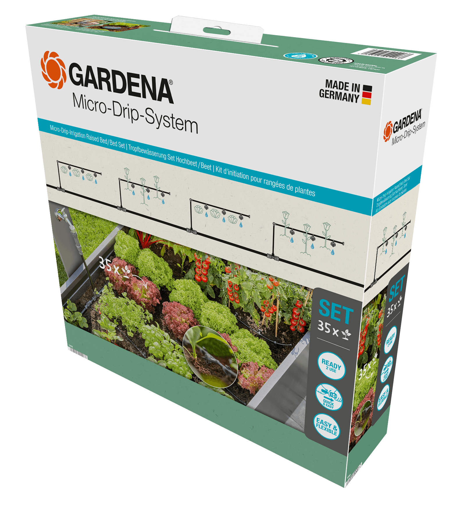 GARDENA 13455-20 高架種植床微滴灌溉套裝原裝盒裝正面