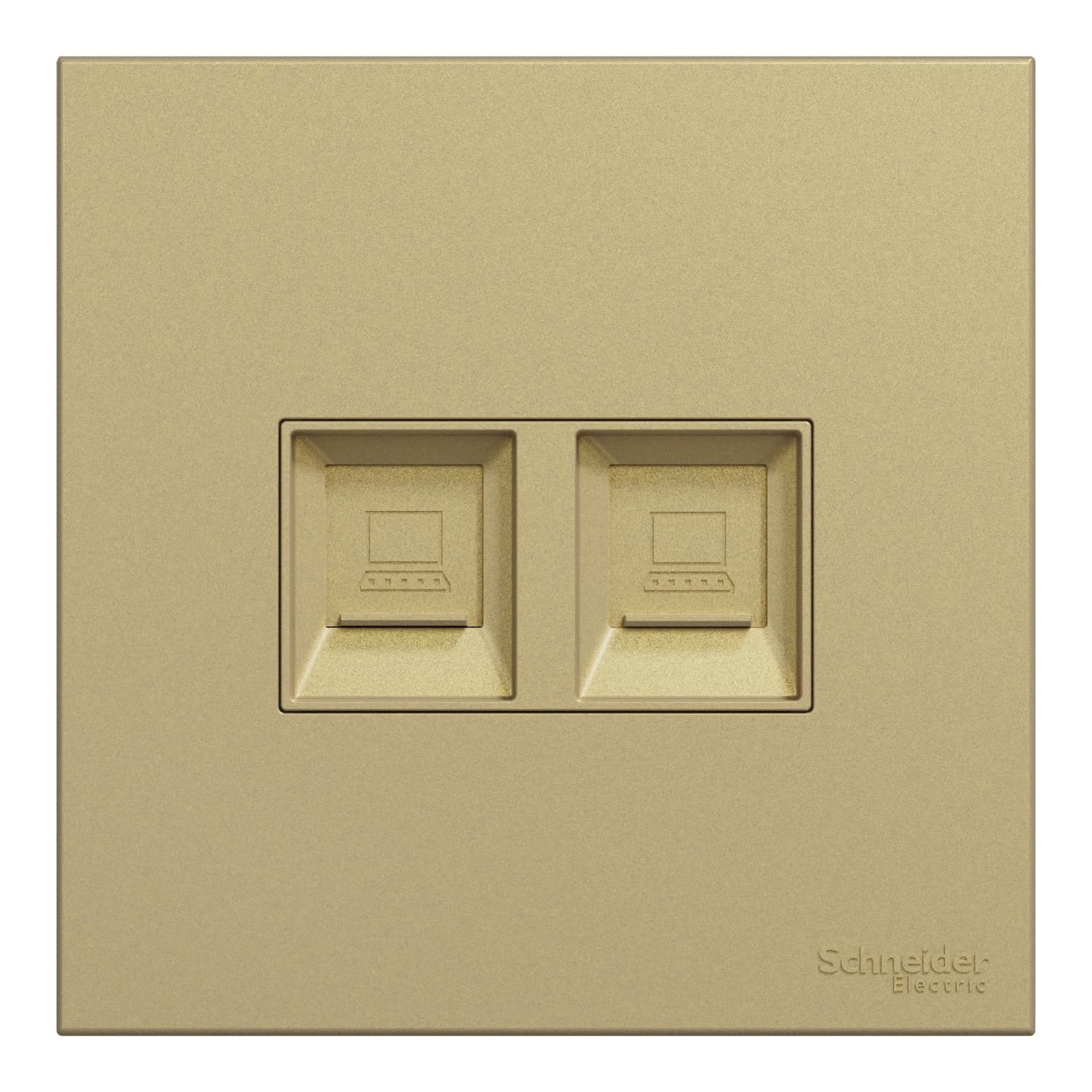 Schneider 施耐德電氣 AvatarOn C 奐然 兩位RJ11電話及RJ45 5e類數據插座, Keystone面板備防塵活門 E8732TDRJS5_WG(沉醉金)香港行貨