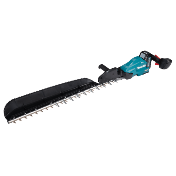 Makita UH014GZ 40V 充電式籬笆修剪機全機圖,已裝上鋸片套