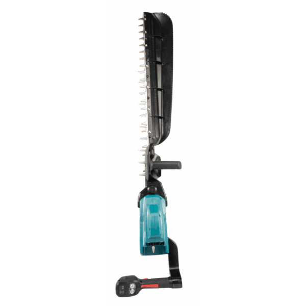 Makita UH014GZ 籬笆修剪機側視圖,可見刀片鋸齒與前握把