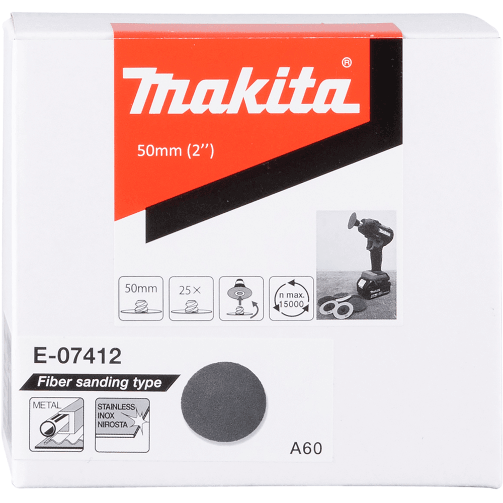Makita E-07412 纖維磨盤A60 50毫米 包裝盒正面