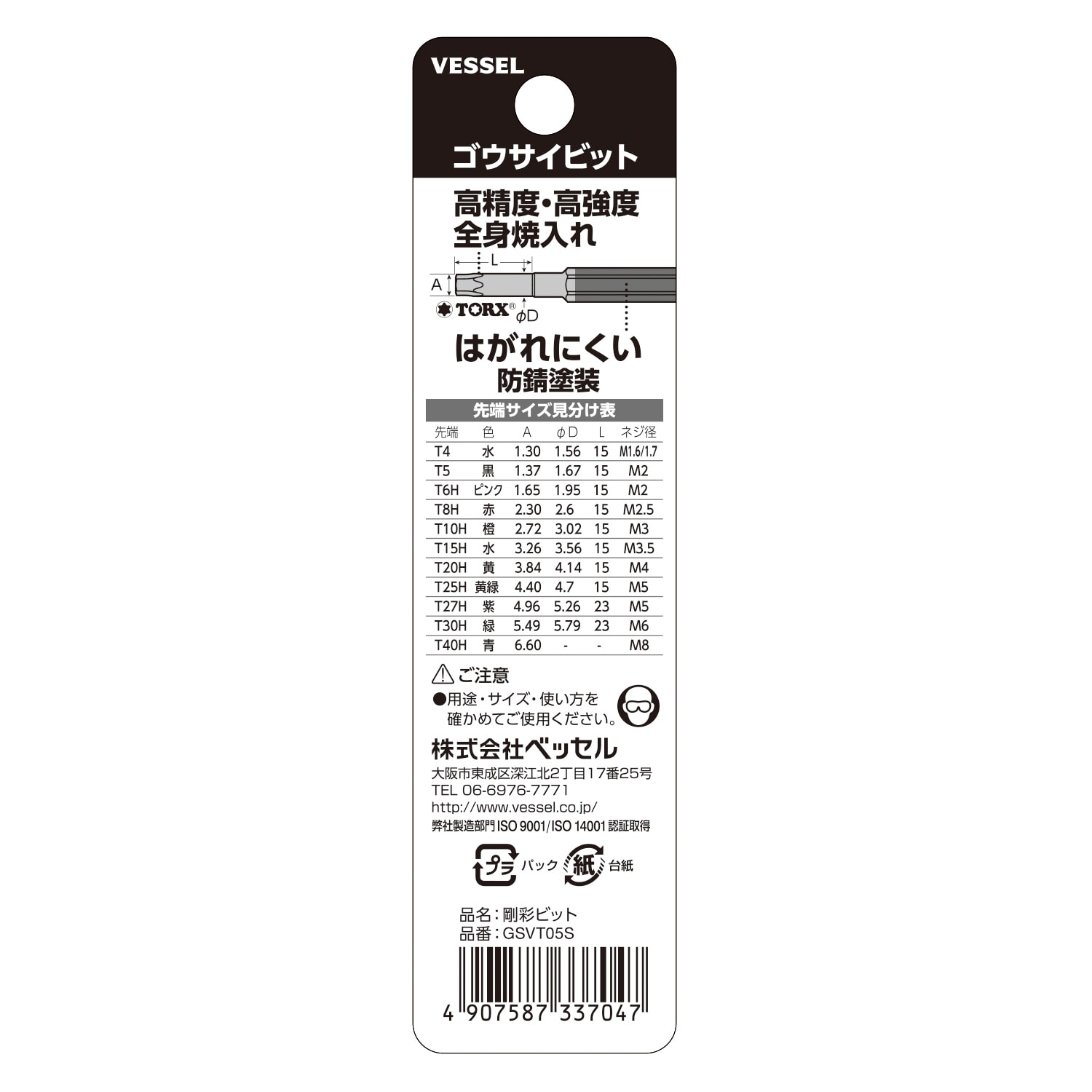 VESSEL GSVT05S 剛彩批咀(產品包裝)