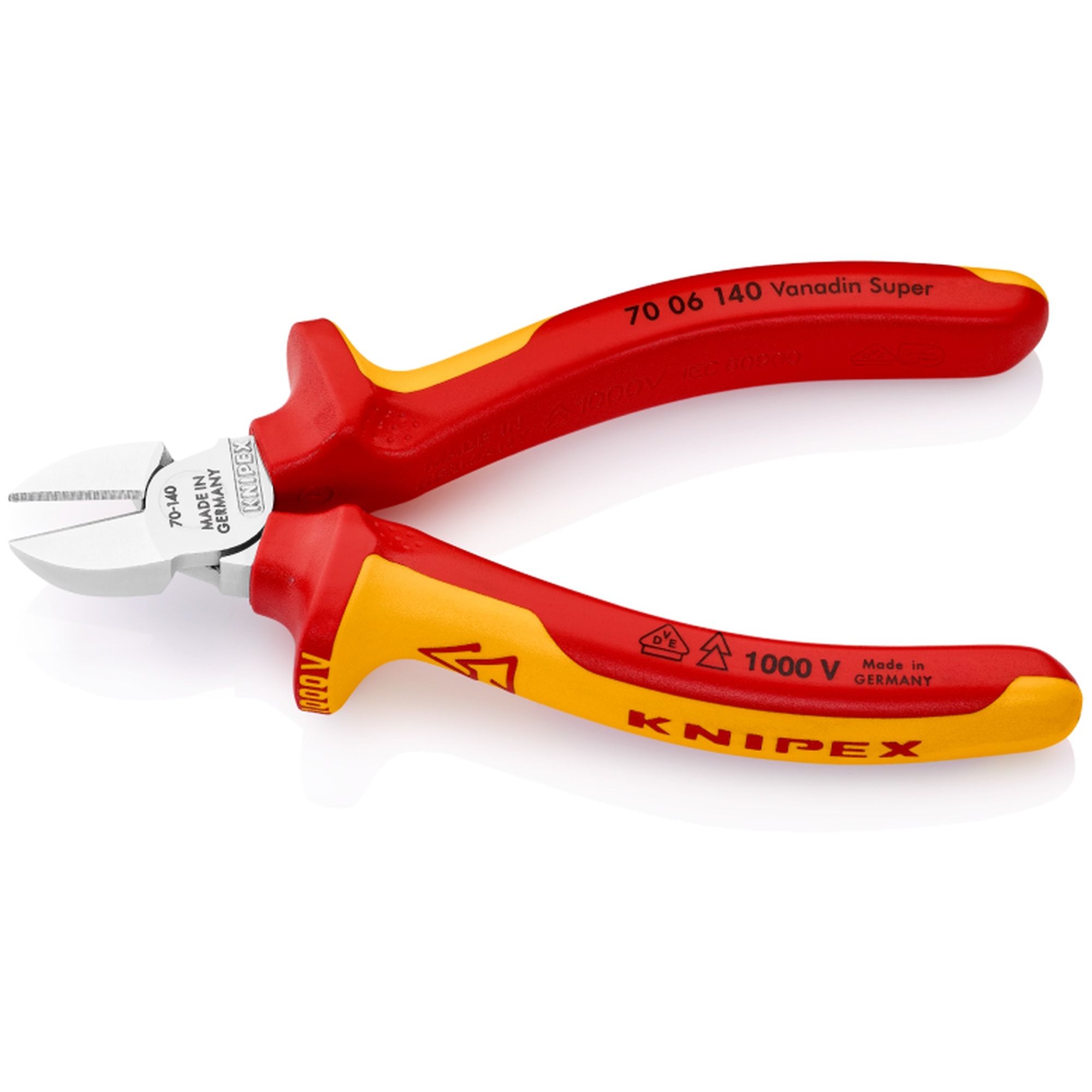 KNIPEX 70 06 140 絕緣柄斜咀鉗(三側面)