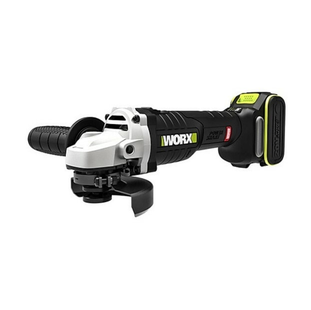 WORX 威克士 WU933BAG.1 套裝內的 WU805 20V 100mm 無刷調速角磨機(配砂輪護罩、輔助手柄及 20V 鋰電池)