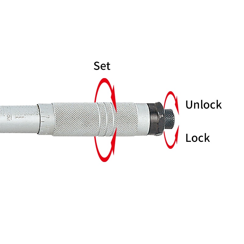 MATATAKITOYO T-250-T 可調式扭力扳手滾花手把(Set/Unlock/Lock 扭力設定示意)