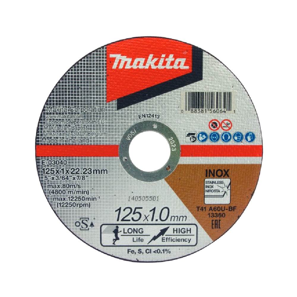 牧田 E-03040 薄切割砂輪片 125x1x22.23mm(正面)