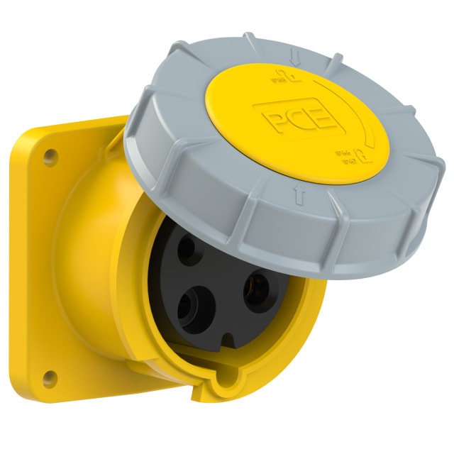 PCE 333-4 工業防水盤面插座 63A 110V 3針 IP67(正面)
