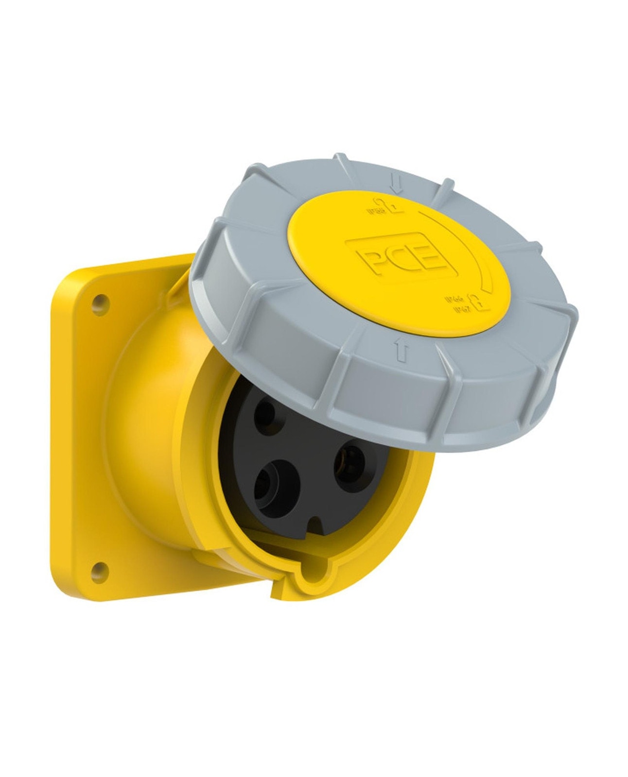 PCE 333-4 工業防水盤面插座 63A 110V 3針 IP67(三分之四側面)