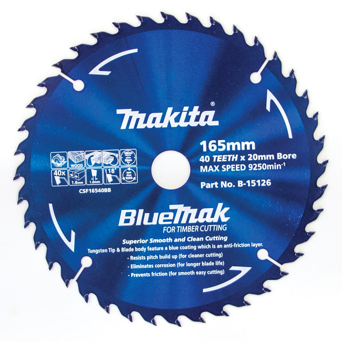 Makita 牧田 B-15126 硬質合金鋸片165X20X40T