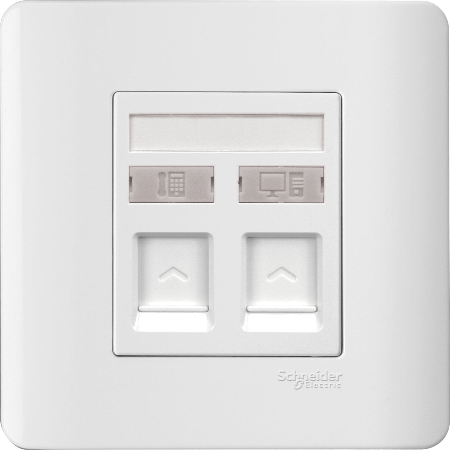 Schneider 施耐德 ZENcelo 睿雅 兩位 RJ11 電話及 RJ45 5e 類數據插座,Keystone 面板備防塵活門(凝白)