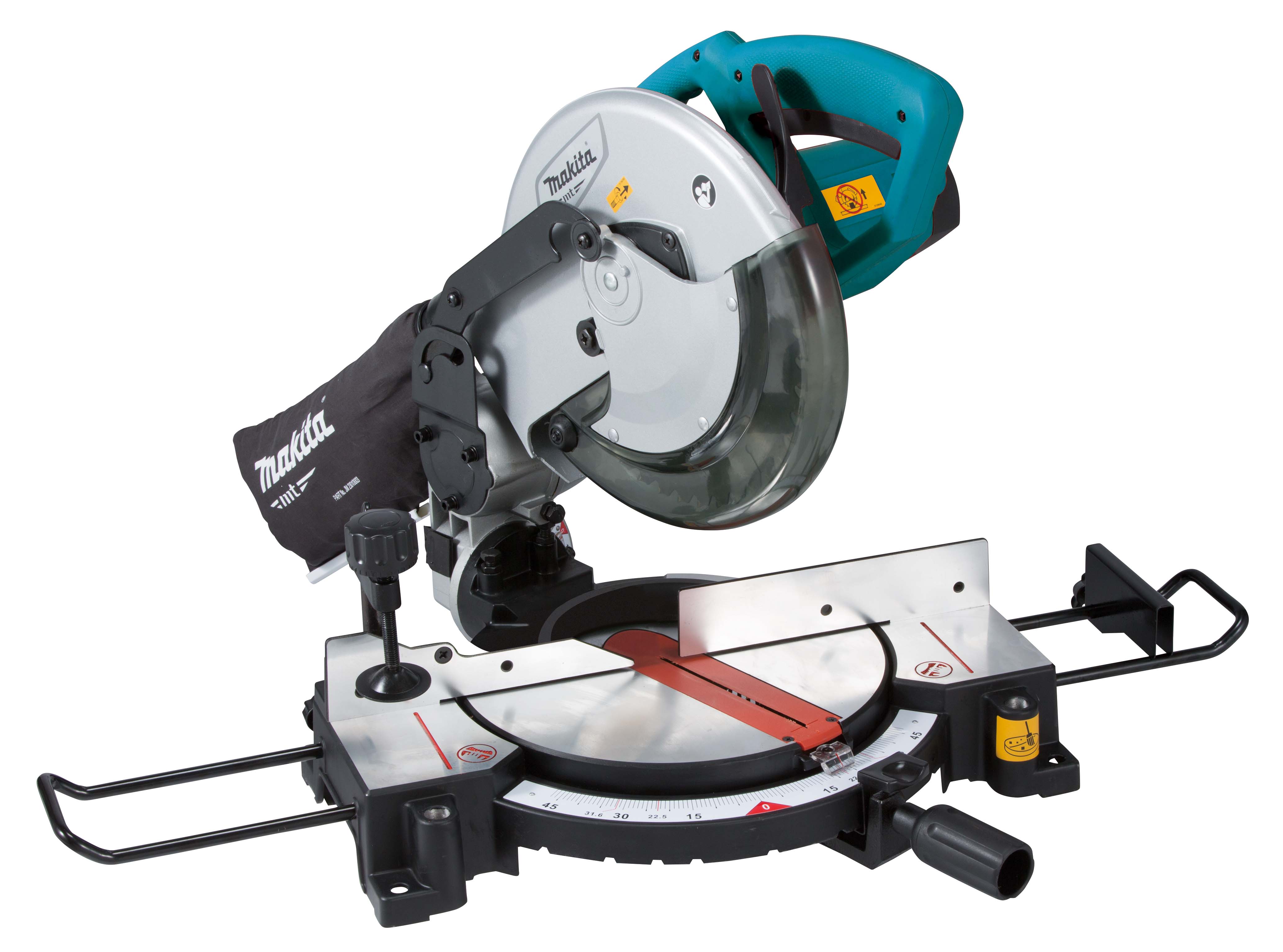 Makita 牧田 M2300B 255毫米複合斜斷鋸主圖,配集塵袋及延伸承托架