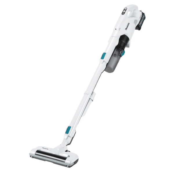 Makita 牧田 CL004GD101 40V max 充電式吸塵機全機外觀,配電動旋轉刷頭及電池