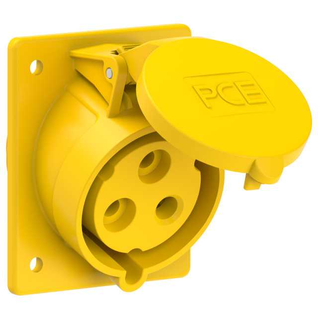 PCE 423-4 工業防水斜入牆盤面插座 32A 110V 3針 IP44(三開面)