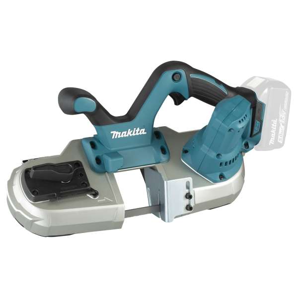 Makita 牧田 DPB182Z 18V 充電式輕便帶鋸淨機正面斜角外觀
