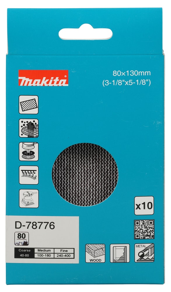 牧田 D-78776 網砂紙 80X130MM 包裝盒正面