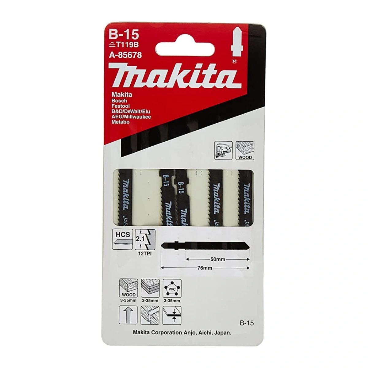 Makita A-85678 曲線鋸片B-15(正面包裝)