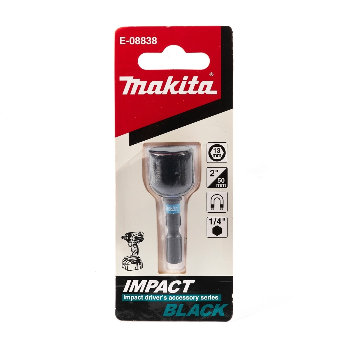Makita E-08838 IMPACT BLACK磁性套筒 13MM(包裝正面)