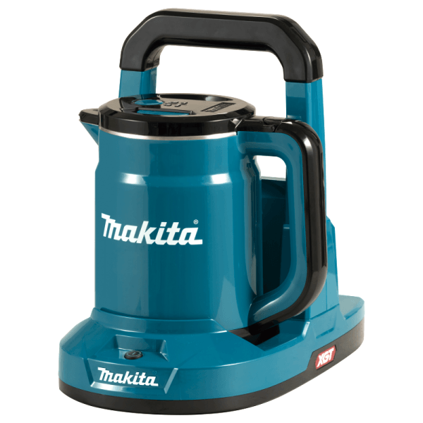 Makita 牧田 KT001GZ 40V 充電式熱水壺連電源座正面斜視圖