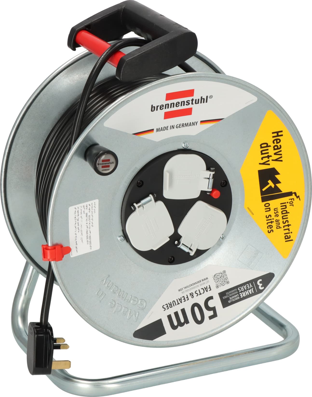 BRENNENSTUHL 百能蘇 50m膠電線拖轆