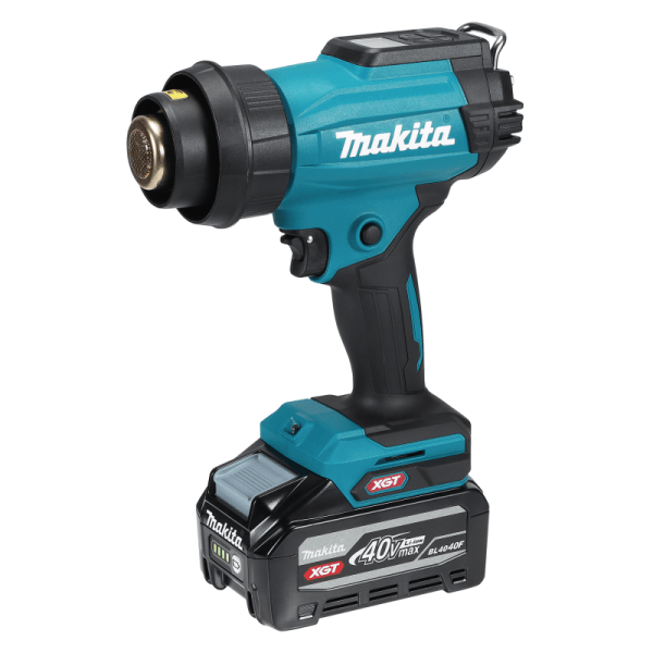 Makita HG001GZ02 40V 充電式熱風槍主圖,斜側角度展示機身及噴嘴