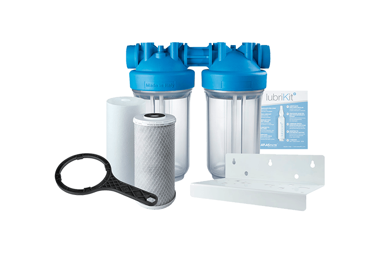 ATLAS SDP-3P-A 10吋雙過濾透明膠殼濾水器套裝(正面)