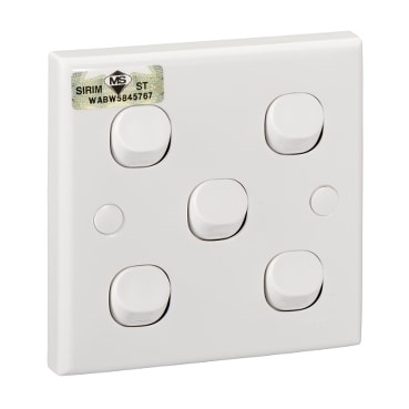 Schneider Electric S-Classic E35_1_2AR_WE_G2 白色五位單控開關掣正面