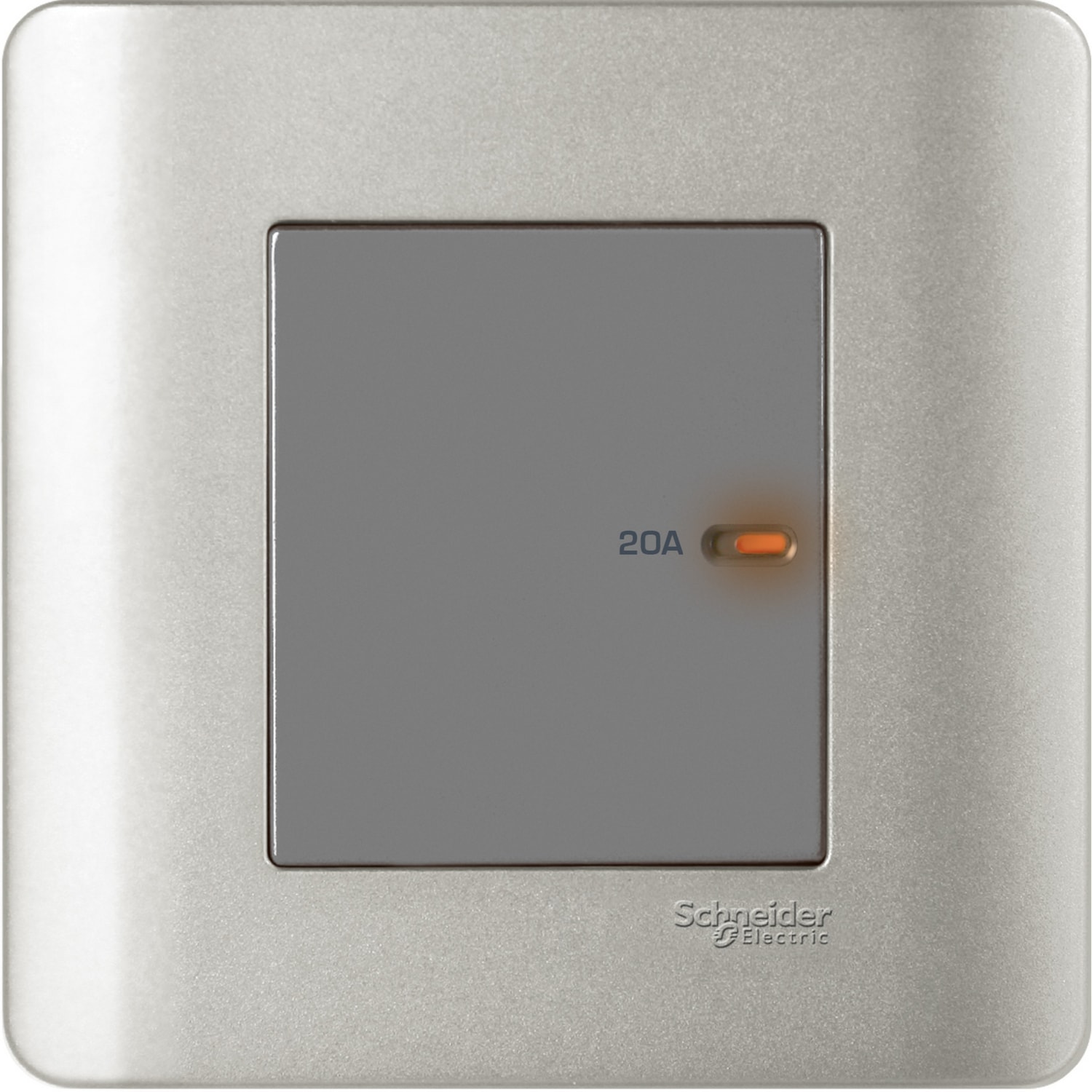 Schneider 施耐德 ZENcelo 睿雅 20A 單位平觸雙極開關掣連指示燈(銀灰)