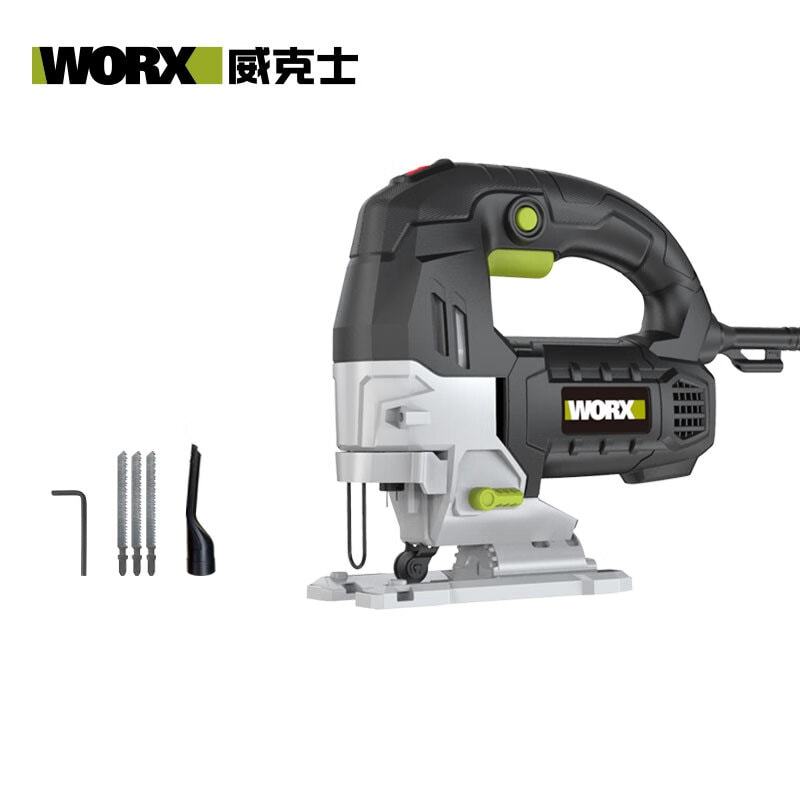 WORX 威克士 WE462 曲線鋸連鋸條、內六角扳手及吸塵管配置圖