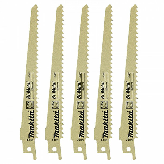 Makita B-05175 往復鋸片 152mm 6TPI(5片裝正面)