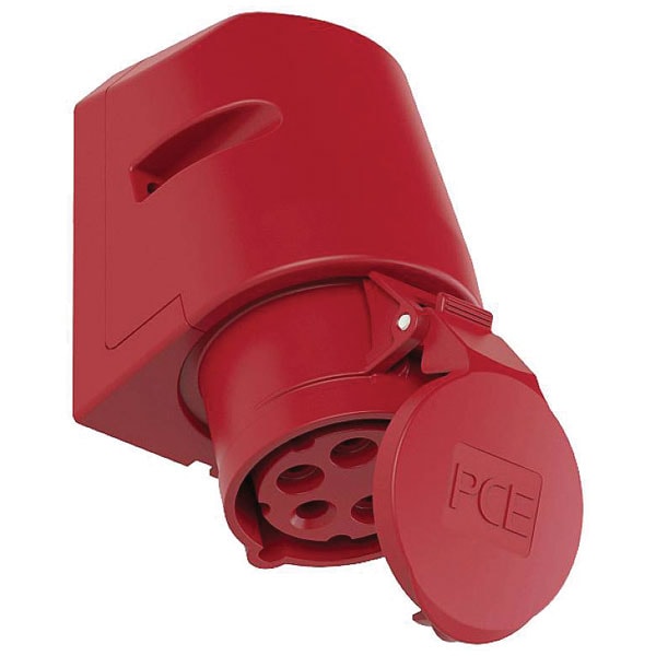 PCE 135 工業防水掛牆插座 63A 5針(四分之三側面,蓋板打開)