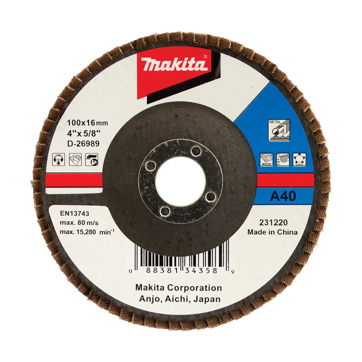 Makita 牧田 D-26989 磨片100 #A40 (彎角)