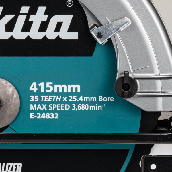 Makita HS013GZ 圓鋸 415mm 鋸片與上護罩特寫
